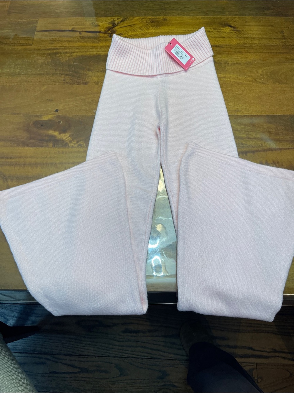 Edikted Light Pink Knit Flared Pants